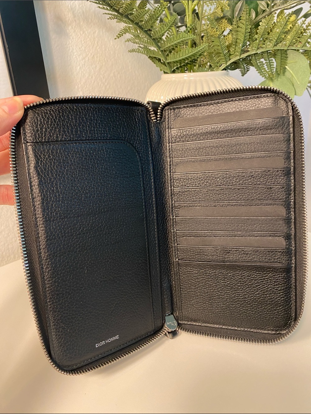 DIOR HOMME Grained Leather Double Zip Travel Organizer